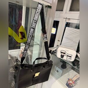 Love Moschino Black Briefcase with Gold Accents